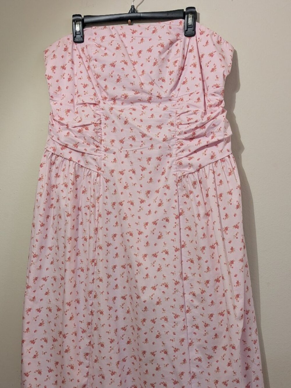 NWT Strapless Midi Tea Dress Strapless Pink Floral Wild Fable Size XXL